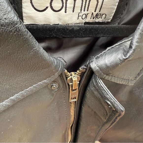 Vintage Comint For Men Black Leather Jacket Size Medium - Picture 5 of 13